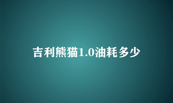 吉利熊猫1.0油耗多少