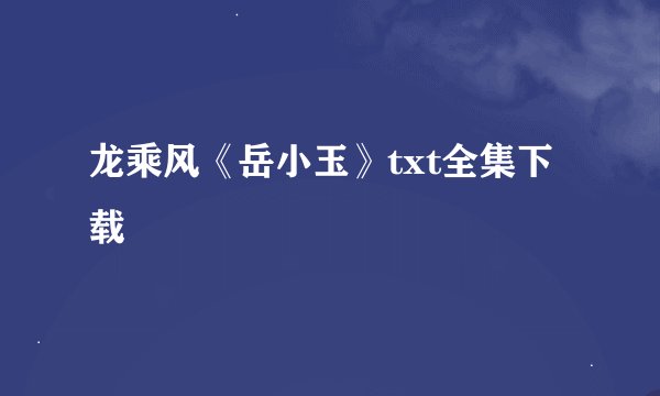 龙乘风《岳小玉》txt全集下载