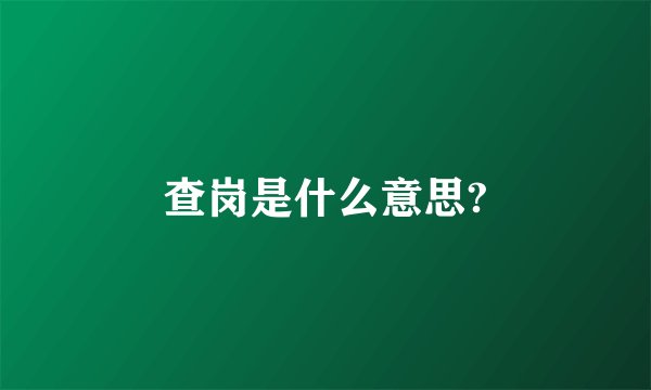 查岗是什么意思?