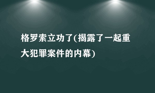 格罗索立功了(揭露了一起重大犯罪案件的内幕)