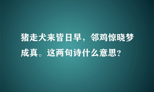 猪走犬来皆日早，邻鸡惊晓梦成真。这两句诗什么意思？
