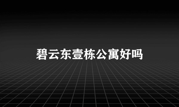 碧云东壹栋公寓好吗