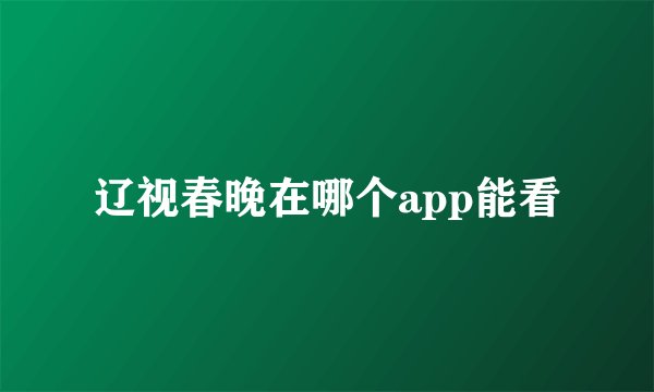辽视春晚在哪个app能看