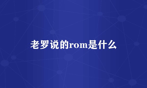 老罗说的rom是什么