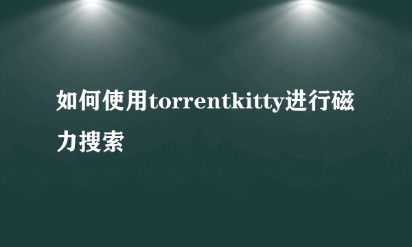 如何使用torrentkitty进行磁力搜索