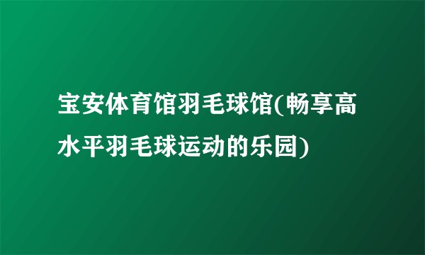 宝安体育馆羽毛球馆(畅享高水平羽毛球运动的乐园)