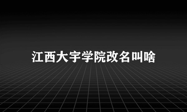 江西大宇学院改名叫啥