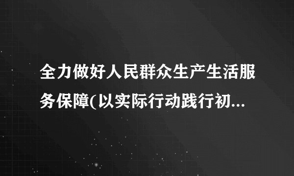 全力做好人民群众生产生活服务保障(以实际行动践行初心使命)