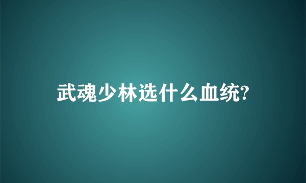 武魂少林选什么血统?