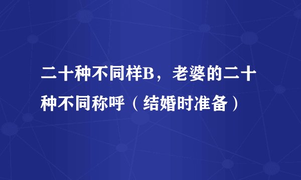 二十种不同样B，老婆的二十种不同称呼（结婚时准备）