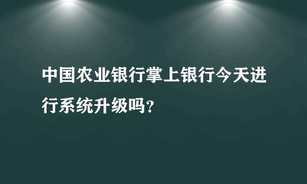 中国农业银行掌上银行今天进行系统升级吗？