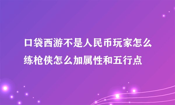 口袋西游不是人民币玩家怎么练枪侠怎么加属性和五行点