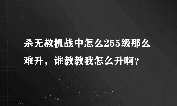 杀无赦机战中怎么255级那么难升，谁教教我怎么升啊？