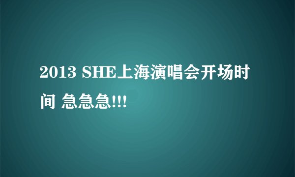 2013 SHE上海演唱会开场时间 急急急!!!