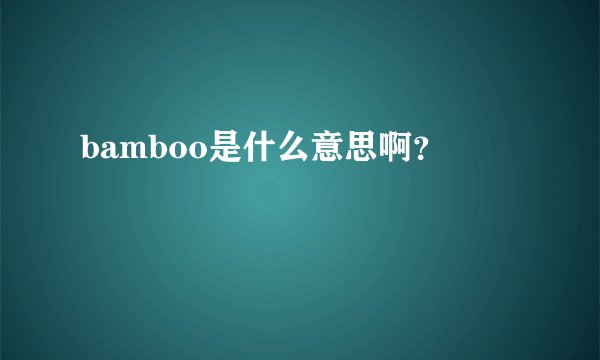 bamboo是什么意思啊？