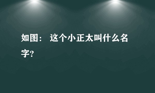 如图： 这个小正太叫什么名字？