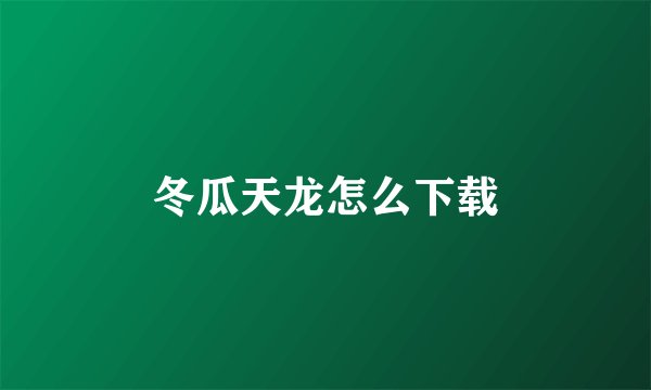 冬瓜天龙怎么下载