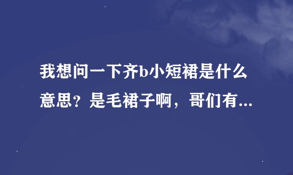 我想问一下齐b小短裙是什么意思？是毛裙子啊，哥们有见过的没？