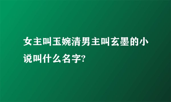 女主叫玉婉清男主叫玄墨的小说叫什么名字?