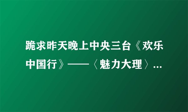 跪求昨天晚上中央三台《欢乐中国行》——〈魅力大理〉中有个女的唱的一首歌