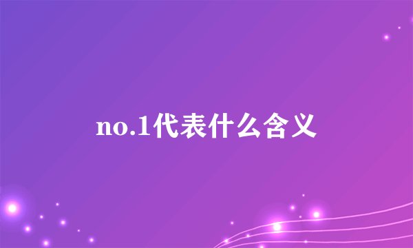 no.1代表什么含义