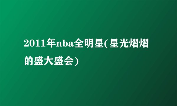 2011年nba全明星(星光熠熠的盛大盛会)
