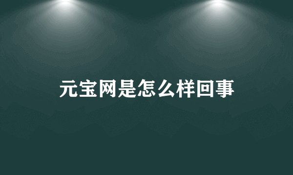 元宝网是怎么样回事