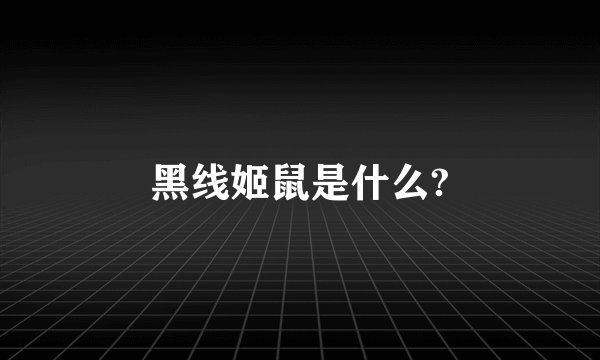 黑线姬鼠是什么?