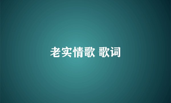 老实情歌 歌词
