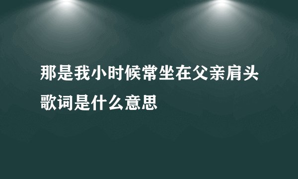 那是我小时候常坐在父亲肩头歌词是什么意思