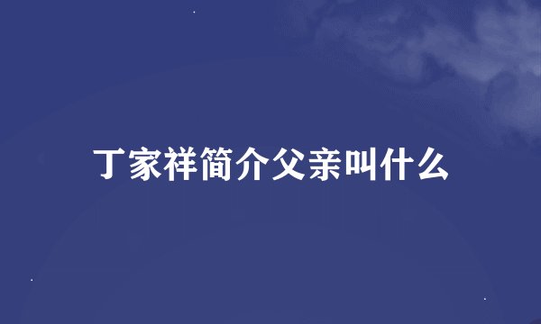 丁家祥简介父亲叫什么