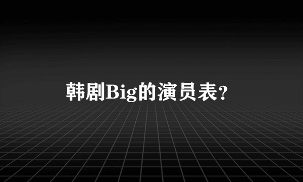 韩剧Big的演员表？