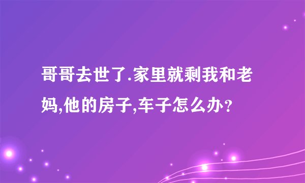 哥哥去世了.家里就剩我和老妈,他的房子,车子怎么办？