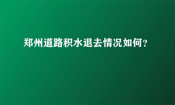 郑州道路积水退去情况如何？