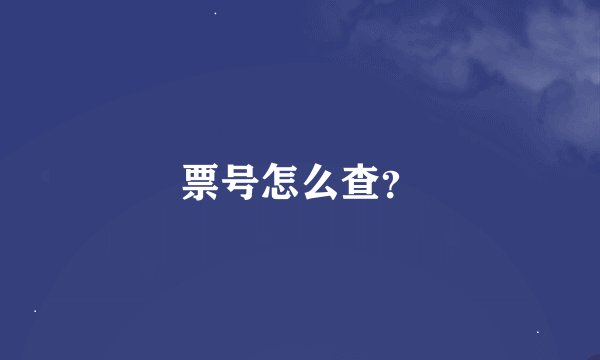 票号怎么查？