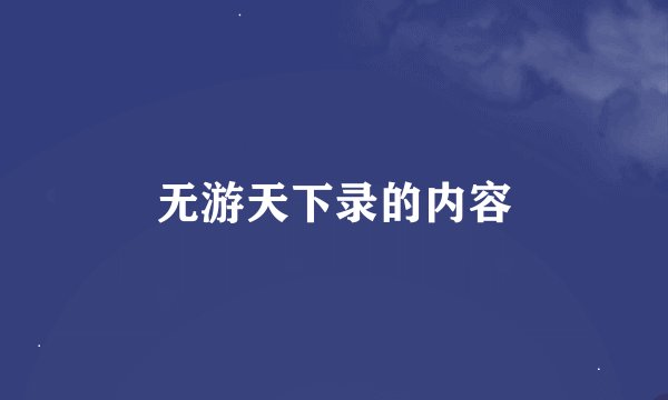 无游天下录的内容
