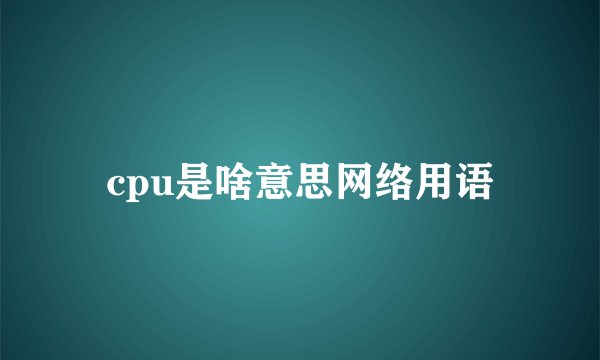 cpu是啥意思网络用语