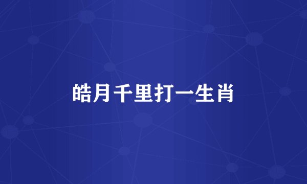 皓月千里打一生肖