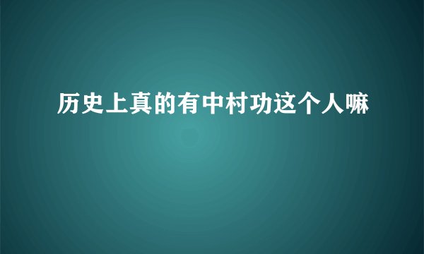 历史上真的有中村功这个人嘛
