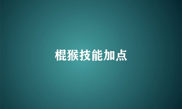 棍猴技能加点