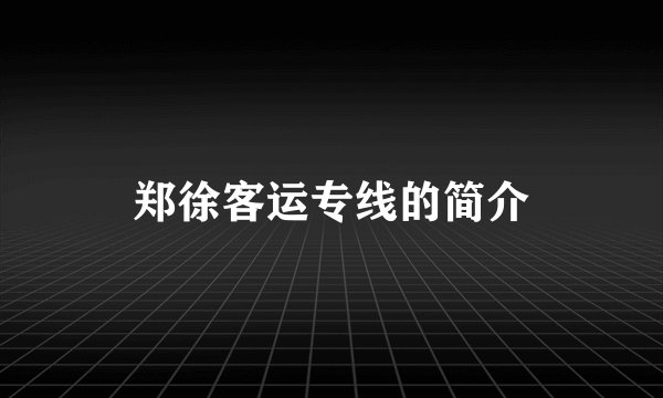 郑徐客运专线的简介