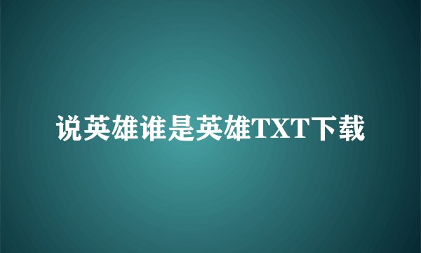 说英雄谁是英雄TXT下载