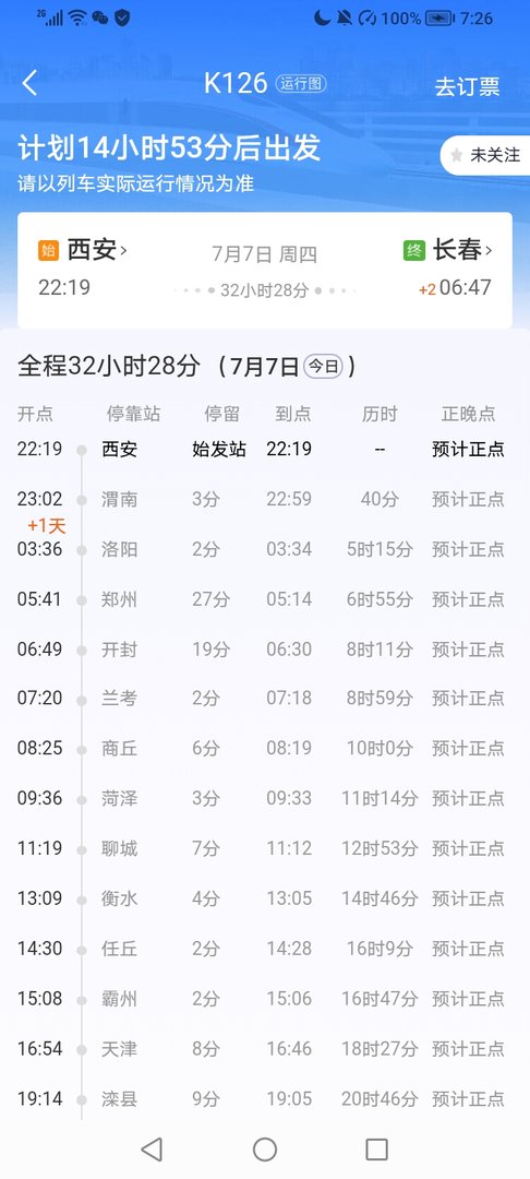 咸阳到长春的火车K126为什么晚点什公时候发车？