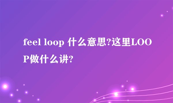 feel loop 什么意思?这里LOOP做什么讲?