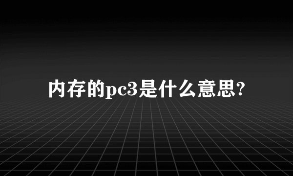 内存的pc3是什么意思?