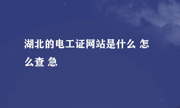 湖北的电工证网站是什么 怎么查 急