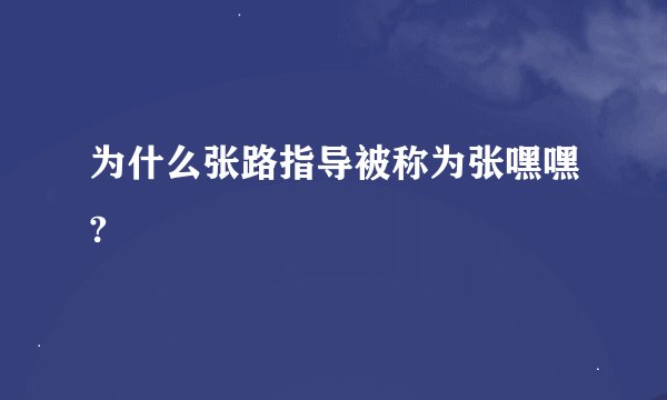 为什么张路指导被称为张嘿嘿?