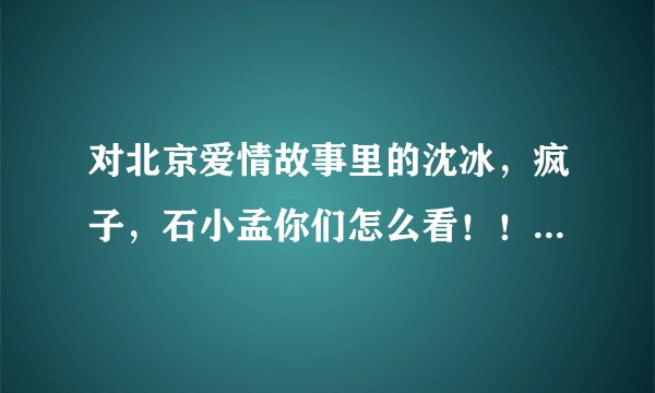 对北京爱情故事里的沈冰，疯子，石小孟你们怎么看！！！ 　　对北京爱情故事里的沈冰，疯子，石小孟你们怎