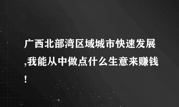 广西北部湾区域城市快速发展,我能从中做点什么生意来赚钱!