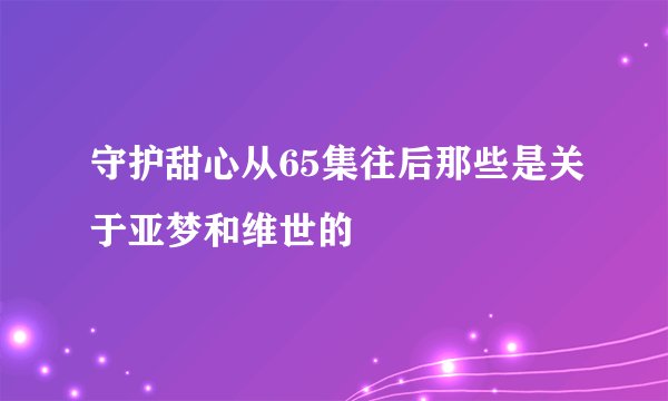 守护甜心从65集往后那些是关于亚梦和维世的
